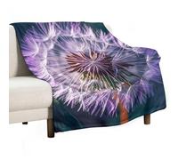 Botany Dandelion Purple Blanket, Soft Flannel Fleece Blankets Quick-Dry, Lightweight Throw Blanket for Couch, Bed, Office & Travel, Ideal Gift for Family & Friends, 70"x80"