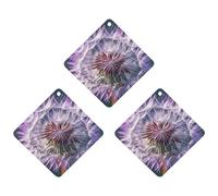 Botany Dandelion Purple Car Air Freshener, 3 Pcs Rhombus Hanging Air Freshener Cards, Long Lasting Fragrance Scented Cards for Car, Home, Office Black-style