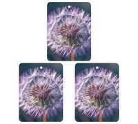 Botany Dandelion Purple Car Air Freshener, 3 Pcs Square Hanging Air Freshener Cards, Long Lasting Fragrance Scented Cards for Car, Home, Office Gray-style
