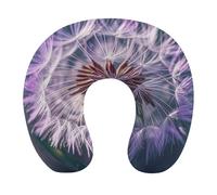 Botany Dandelion Purple Pillow U Shaped, Portable Travel Pillows - Removable Cover, Ergonomic Memory Foam Neck Pillow for Travel & Office
