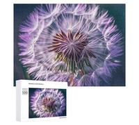 Botany Dandelion Purple Puzzle for Adults Wooden Jigsaw Puzzle for Mother's Day Premium Puzzle with Unique Art Design Challenging Brain Teaser Birthday Gift for All Ages 500 PCS