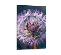 Botany Dandelion Purple Wall Art, 16x24inch(40x60cm) Vertical Canvas Wall Art Prints, Modern Home Hanging Decor for Living Room, Bedroom, Office, Framed/Unframed, Frame-style