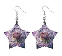 Botany Dandelion Purple Wooden Earrings for Women, Vintage Elegant Wood Jewelry, Lightweight Earrings for Wedding, Party, Everyday Jewelry Gift, Circular, Wood, wood