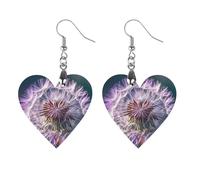Botany Dandelion Purple Wooden Earrings for Women, Vintage Elegant Wood Jewelry, Lightweight Earrings for Wedding, Party, Everyday Jewelry Gift, Love, Wood, wood