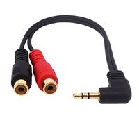 BOTARO Wpeng RCA Jack Adapter Cable,Gold Plated 90 degree Right-angled 3.5mm Gold 1/8" TRS Stereo Male to Dual Female RCA Jack Adapter Cable (0.6FT/20cm)
