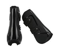 Botas para caballos, botas para tendones de caballos, botas protectoras con refuerzo para tendón de tendón de concha de PU, protección segura para las piernas, para montar en (black front legs M)