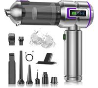 botatio Handheld Vacuum Cleaner, 25000Pa Car Vacuum Powerful Suction, 4-in-1 Hand Cordless Car Vacuum with Digital Display, 1-Touch Automatic Emptying, Brushless Motor & 3 Speeds, Silver