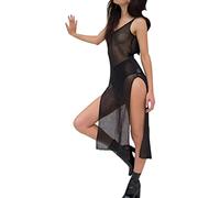 BOTCAM Belly Dance Costume Women's Top Seaside Holiday Beach Bikini Outer Coat Micro Flash Swimsuit with Casual Fashionable Sun Protection Clothing Summer Dress Women's Short Lightweight, black, M