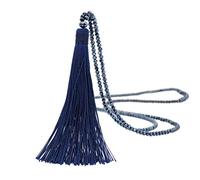 BOTCAM Chain Pullover Boho Vintage Women Pearl Long Crystal Glass Drop Necklace Tassel Necklaces Pendant Chains String (Dark Blue, One Size)
