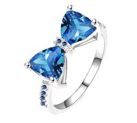 BOTCAM Elegant Women's Bow Knot Large Zircon Ring Exquisite And Shining Jewellery Fashionable Jewellery Suitable For All Occasions Perfectly Showing Women's Elegant Temperament Of The Rings Canvas, A
