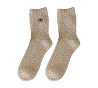 BOTCAM Fluffy Socks for Women, Soft Fluffy Winter Cosy Slipper Socks, Cute Plush Warm Sleeping Socks for Christmas, Black Socks Men 39-42, khaki, One size