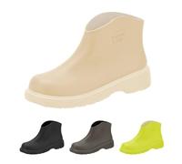 BOTCAM Garden Shoes Women's Rain Boots Casual Wellington Boots Short Rain Boots Garden Shoes Half Height Waterproof Rain Boots Garden Half Height Rain Shoes Rubber Boots Wellington Boots, beige, 7 UK