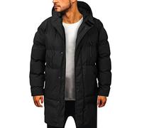 BOTCAM Men's Winter Coat Thermal Coat Winter Windproof Down Jacket with Zip Plain Jacket Winter Warm Quilted Jacket Lightweight Winter Jacket with Hood Large Sizes Outdoor Ski Coat M-8XL, Black98,