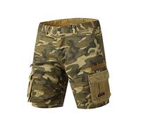 BOTCAM Pants Boys Summer Jumpsuit Plaid Camouflage Casual Sports Pocket Button Large Washed Shorts Camouflage Mens Cargo Pants, yellow, W34