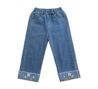 BOTCAM Toddler Baby Floral Embroidery Pattern Solid Spring Jeans Clothing Cute Outfits for Girls Cool Things Teenager, blue, 18-24 Months