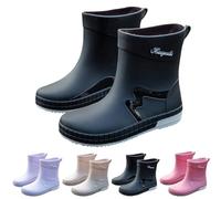 BOTCAM Wellington Boots Women's Short Summer Ankle Boots Rain Boots Outdoor Hiking Waterproof Garden Boots Wide Shaft Extra Wide Rain Shoes Garden Shoes Sailing Boots Fishing Boots, black, 10 UK