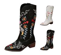 BOTCAM Women's Half Boots with Block Heel Medieval Long Shaft Boots Cowboy Boots Ankle Shoes Short Boots Brown Mid-Height Western Boots Mid-Height Western Boots Women's Boots Transition Boots, black