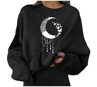 BOTCAM Women's Long Sleeve Hoodie Loose Hoodie Autumn Winter Warm Print Sun Moon Jumper Outwear Sweatshirt Pullover Blouse Tops Casual Tops for Women Long Sleeve Shirts Woman College Jacket, black, L