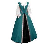 BOTCAM Women's Long Sleeve Renaissance Medieval Dress Vintage Gothic Palace Style Victorian Queen Costume Maxi Dress Tied Waist for Lacing Rococo Sleepwear Elegant Halloween Dress Cosplay, blue, XL