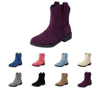 BOTCAM Women's Mid-Height Western Boots Platform Non-Slip Medieval Half Boots Women's Boots Elegant Platform Cowboy Boots Mid-Calf Transition Boots Cowboy Boots Calf Boots, Z1 purple, 12 UK