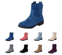 BOTCAM Women's Mid-Height Western Boots Platform Non-Slip Medieval Half Boots Women's Boots Elegant Platform Cowboy Boots Mid-Calf Transition Boots Cowboy Boots Calf Boots, Z1 Grey, 7 UK