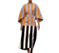 BOTCAM Women's Vintage Elegant Abstract Print Midi Dress Abstract Art Floral Art Print 3/4 Sleeve Summer Dress Women Pregnancy, orange, M