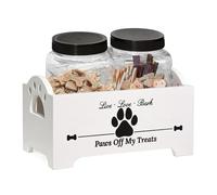 Bote para Premios de Perros | Contenedor Hermético de Madera | Almacenamiento de Comida para Perros y Gatos, Décor de Cocina