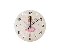 Botell Round Wall Clocks Cartoon Fairy Pink Dress Magic Lightweight Silent Digital Hanging Wall Time Clock Non-Ticking Decor Office Area Bedroom