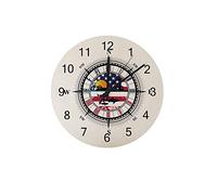 Botell Round Wall Clocks United State Vintage Beach Illustration Lightweight Silent Digital Hanging Wall Time Clock Non-Ticking Decor Office Area Bedroom