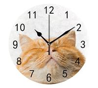 Botell Wall Clock for Living Room Decor Ginger Cat Cute Hanging Round Desk Clocks Bathroom Kitchen Office