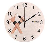 Botell Wall Clock for Living Room Decor Rockstar Drummer Drumsticks Hanging Round Desk Clocks Bathroom Kitchen Office