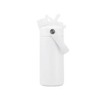 Botella de Agua de Acero Inoxidable con Aislamiento de Doble Pared, Boca Ancha y pajia,de 14 oz, Interior de Cerámica, para Viajes,escuela,deportes,actividades al aire libre,senderismo, (1, Blanco)