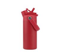 Botella de Agua de Acero Inoxidable con Aislamiento de Doble Pared, Boca Ancha y pajia,de 14 oz, Interior de Cerámica, para Viajes,escuela,deportes,actividades al aire libre,senderismo, (1, ROJO)