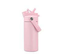Botella de Agua de Acero Inoxidable con Aislamiento de Doble Pared, Boca Ancha y pajia,de 14 oz, Interior de Cerámica, para Viajes,escuela,deportes,actividades al aire libre,senderismo, (1, Rosado)
