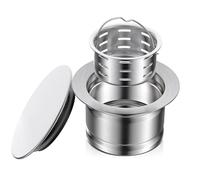 BOTEMY 3-1/2 Inch Extended Garbage Disposal Flange with Deep Strainer and Sink Stopper Flat Cover Kitchen Sink Flange Kit (Brushed)