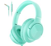 Botesty Sound Headphones Wired with Microphone, Over Ear Foldable 3.5mm Plug in Headphones Corded with 4.9ft Tangle-Free Nylon Cord for Tablet, Laptop, MP3/4, School, Airplane Travel (Green)