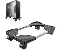 BOTEWO Mobile Aluminium PC Tower Stand - Adjustable Computer Trolley with Wheels, Supports Up to 60 Pounds
