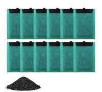 BOTEWO Pack of 12 Replacement Filter Aquarium Filter Pads Replacement Filter with Activated Carbon Filter Cotton Replacement Filter for Aquariums Filter Boxes and Filter Systems Odour Reduction Water