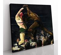 Both Members Of This Club by George Bellows Classic Painting Canvas Wall Art Print Ready to Hang, Framed Picture for Living Room Bedroom Home Office Décor, 35x35 cm (14x14 Inch)