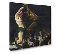 Both Members Of This Club by George Bellows Classic Painting Canvas Wall Art Print Ready to Hang, Framed Picture for Living Room Bedroom Home Office Décor, 14x14 Inch (35x35 cm)