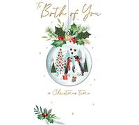 Both Of You Baubles Embellished Christmas Card Hand-Finished Champagne Cards