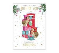 Both Of You Christmas Card - Hedgehogs and Post Box - Artistic Festive Design - Special Finish - Made in the UK - Eco-Friendly