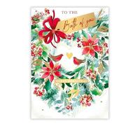 Both of You Christmas Card - Robins and Love Heart Wreath - Artistic Festive Design - Special Finishes - Made in the UK - Eco-Friendly