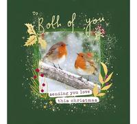 Both of You Christmas Card - Robins and Winter Foliage - Festive Design - Special Finish - Made in the UK - Eco-Friendly