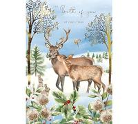 Both Of You Christmas Card - Snowy Deer, Rabbits and Robins - Artistic Festive Design - Special Finish - Made in the UK - Eco-Friendly