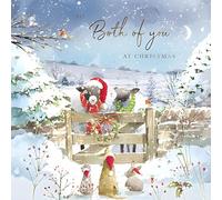 Both of You Christmas Card - Special Finish - Sheep and Farm Scene Festive Design - Made in the UK - Eco-Friendly