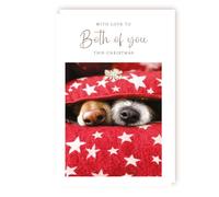Both Of You Christmas Card - With Love - Dogs Under a Cosy Blanket - Festive Design - Made in the UK - Eco-Friendly