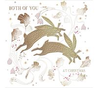 Both Of You Gold Foiled Festive Xmas Hares Christmas Card Xmas Greeting Cards