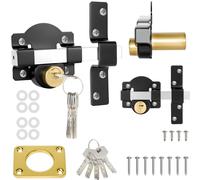 Both Side Gate Door Lock Bolts with Keys, Screws 50mm Long Throw Gate Heavy Duty Lock 304 Stainless Steel Double-Sided Key Lockable, Anti-Theft Security Gate Bolt for Sheds, Yard, Wooden Garden Gates