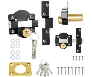 Both Side Gate Door Lock Bolts with Keys, Screws 50mm Long Throw Gate Heavy Duty Lock 304 Stainless Steel Double-Sided Key Lockable, Anti-Theft Security Gate Bolt for Sheds, Yard, Wooden Garden Gates